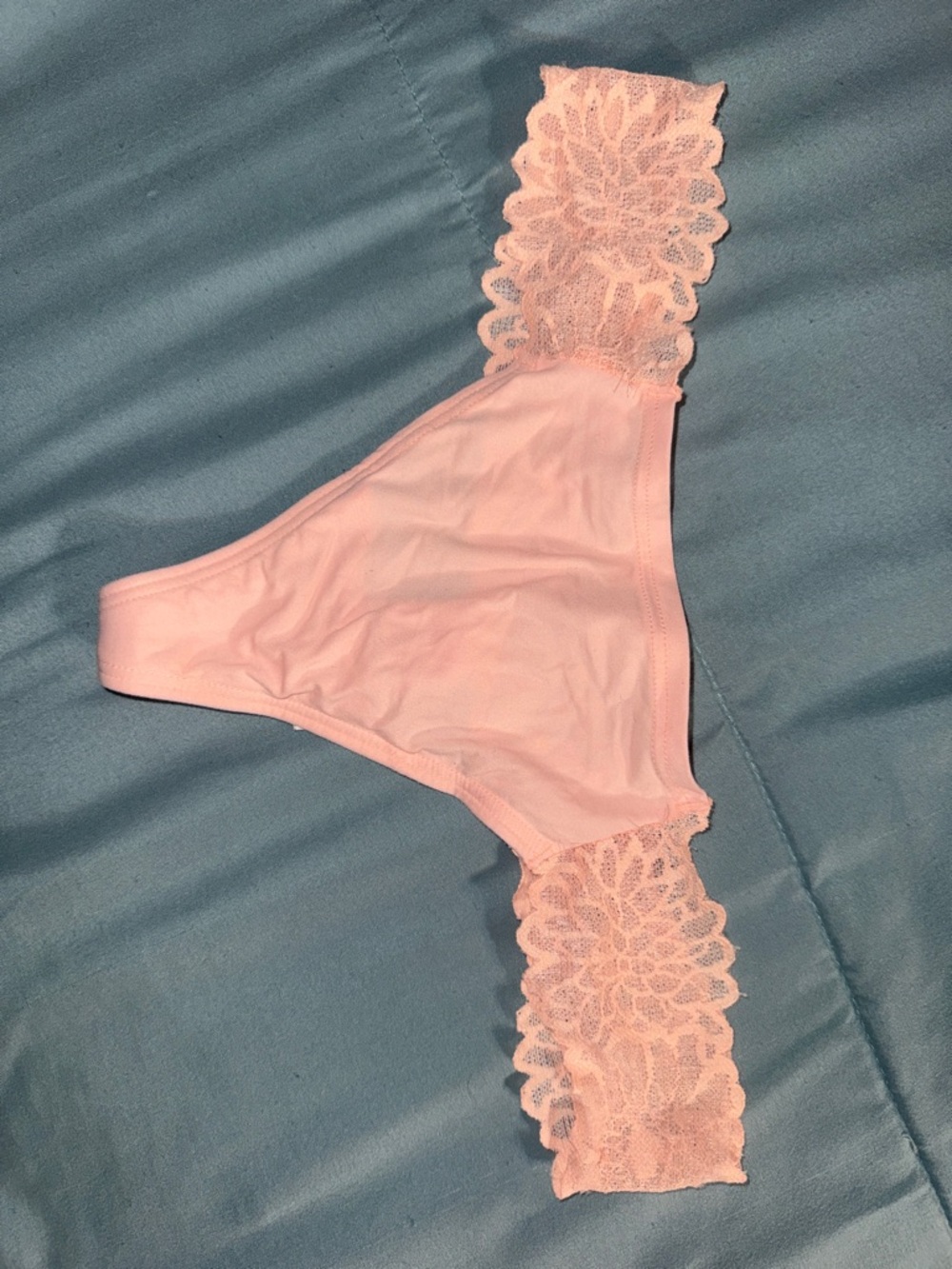 PINK Victoria's Secret Light Pink Lace-Trim Hipster Panty